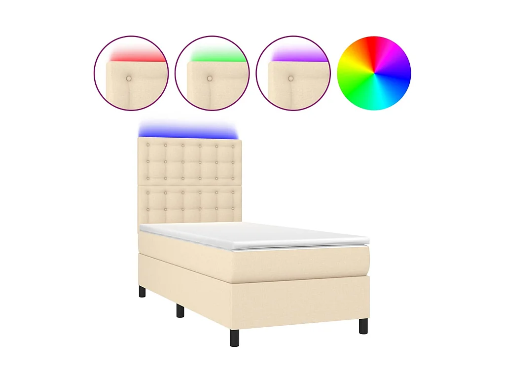 LED-Boxspringbett mit Matratze,Bett für Schlafzimmer Creme 100x200 cm Stoff -CFW76410