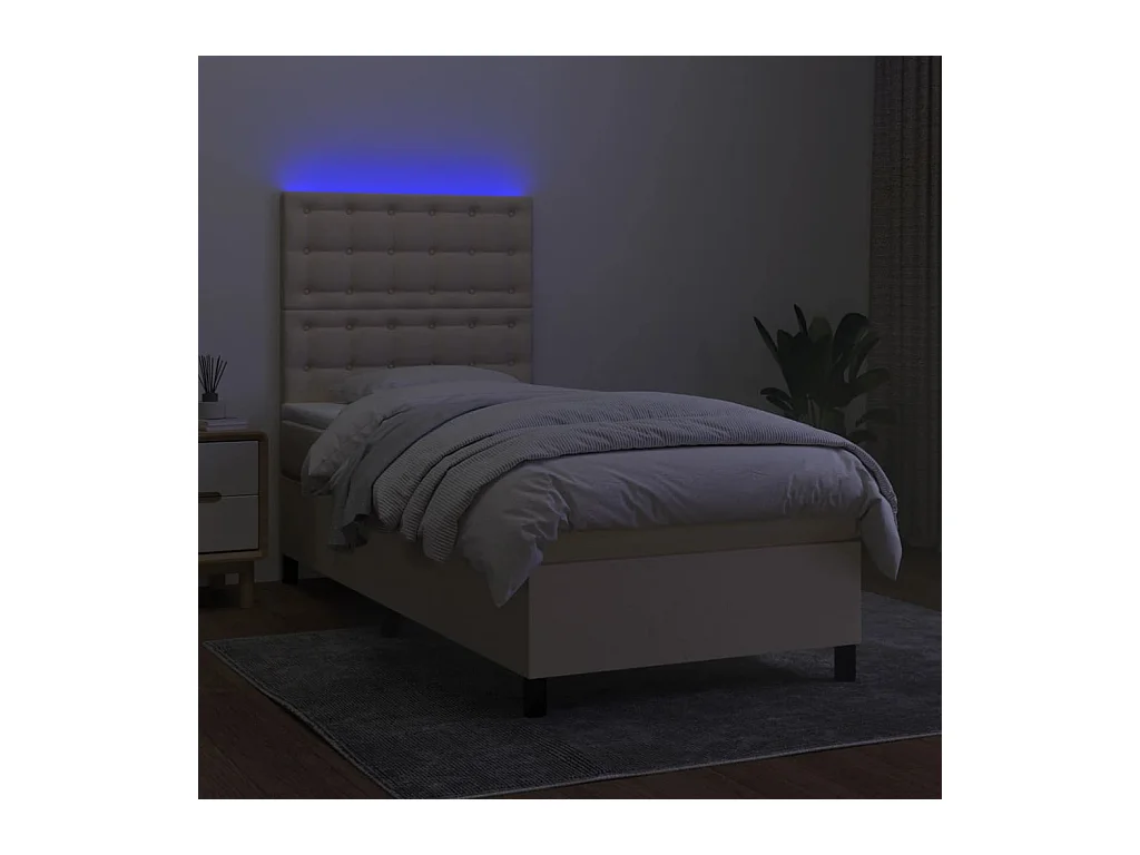LED-Boxspringbett mit Matratze,Bett für Schlafzimmer Creme 100x200 cm Stoff -CFW76410