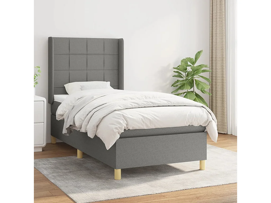 Boxspringbett mit Matratze,Bett für Schlafzimmer Dunkelgrau 100x200 cm Stoff -CFW69445