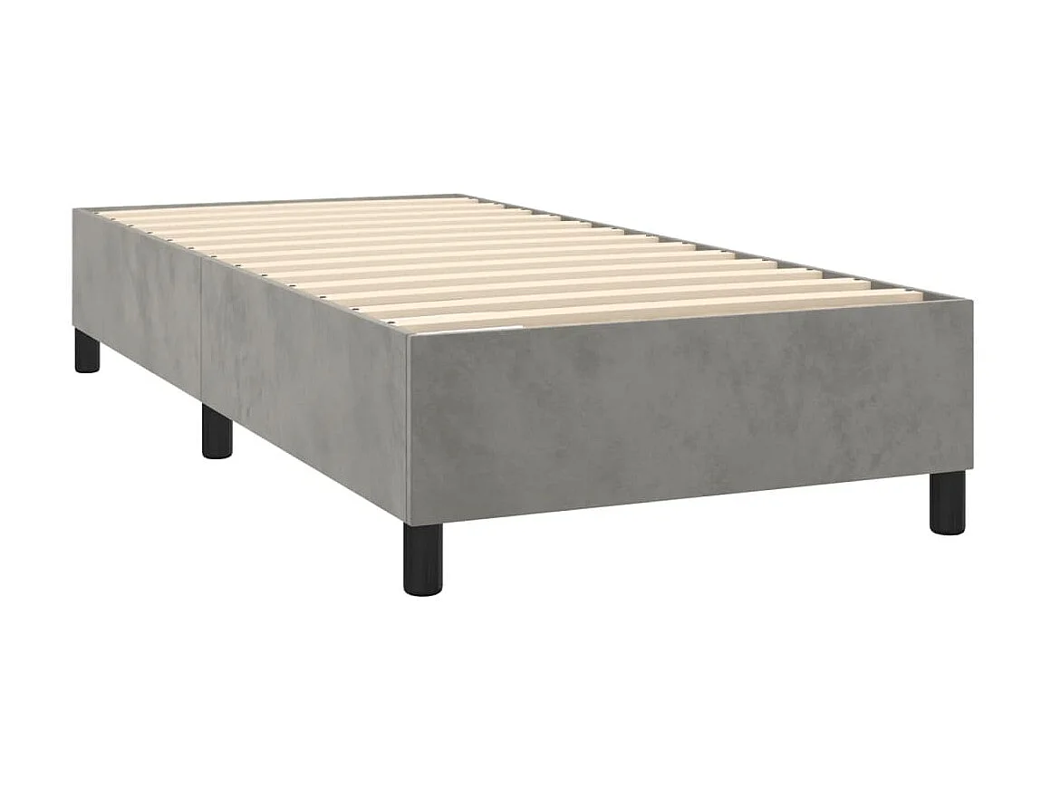 Cama continental com molas+ colchão 90x190 cm veludo cinza-claro PT215339