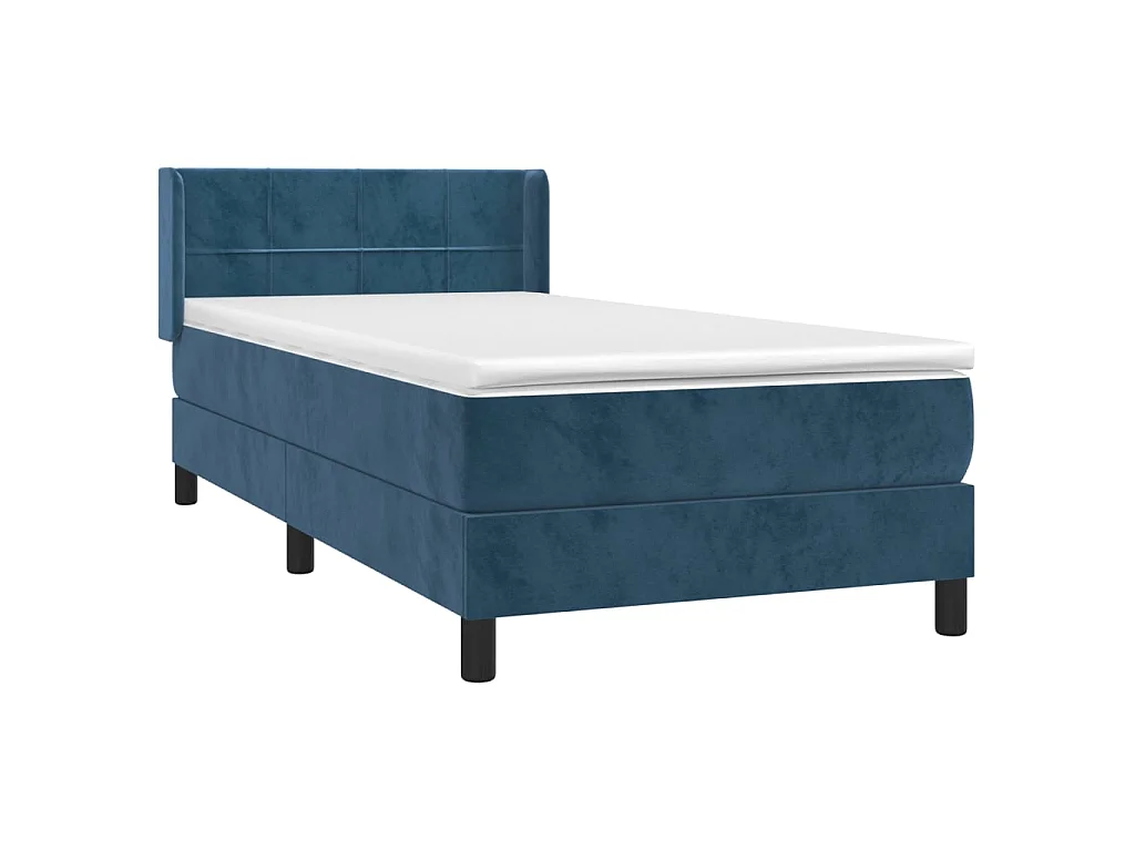Conjunto Boxspring - 90x190 cm + Somieres + colchón terciopelo azul oscuro ES39751