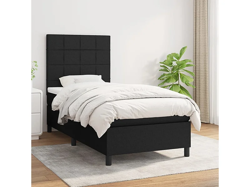 Conjunto Boxspring - 90x200 cm + Somieres + colchón tela negro ES40509
