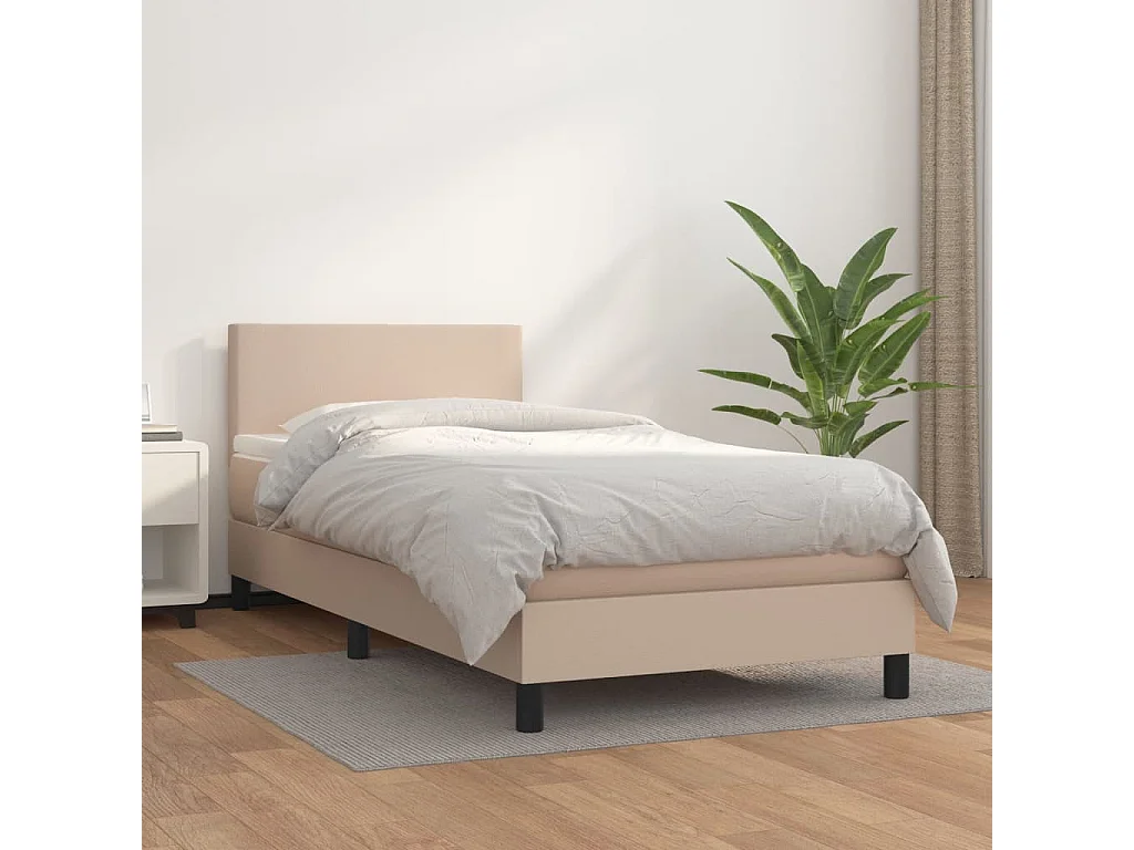 Ensemble complet boxspring - 90x200 cm + sommier tapissier + matelas Cappuccino SRGW71606