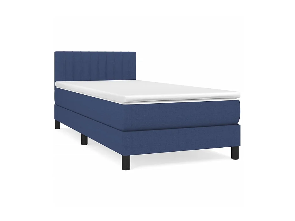 Ensemble complet boxspring - 100x200 cm + sommier tapissier + matelas Bleu Tissu SRGW48894