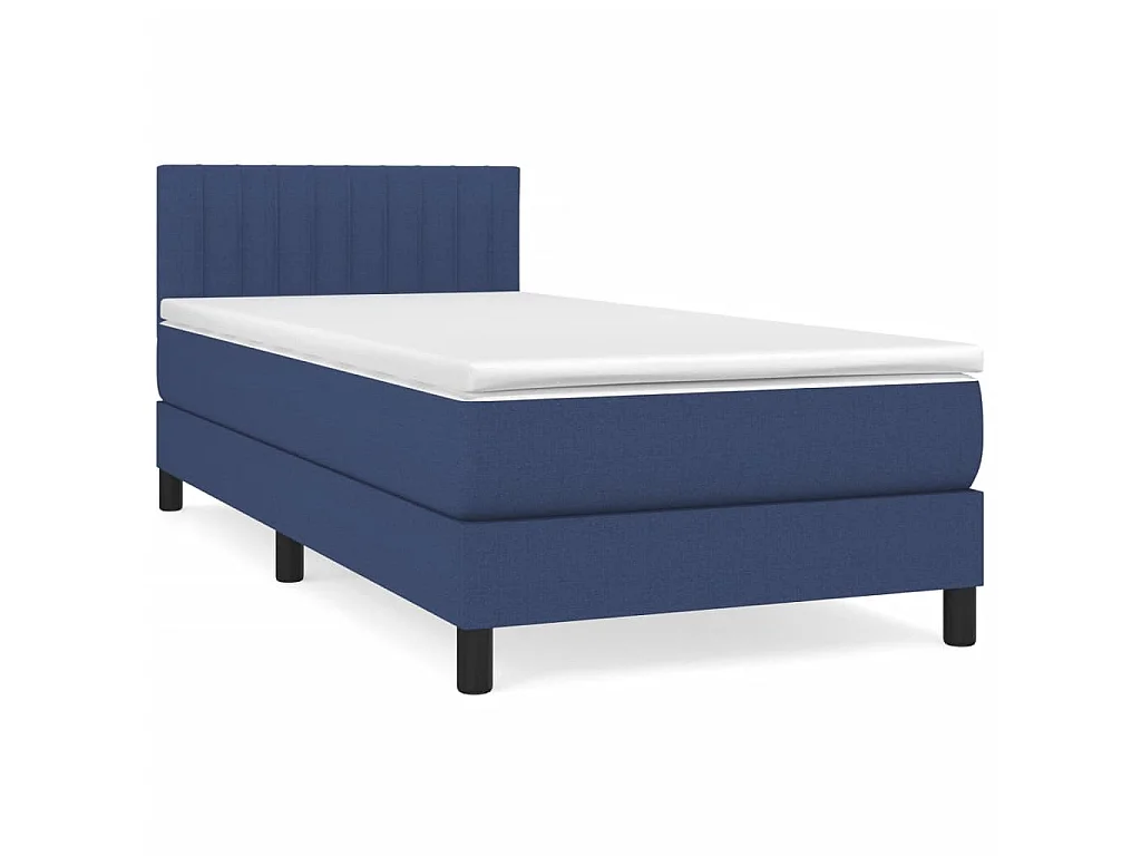 Ensemble complet boxspring - 100x200 cm + sommier tapissier + matelas Bleu Tissu SRGW48894