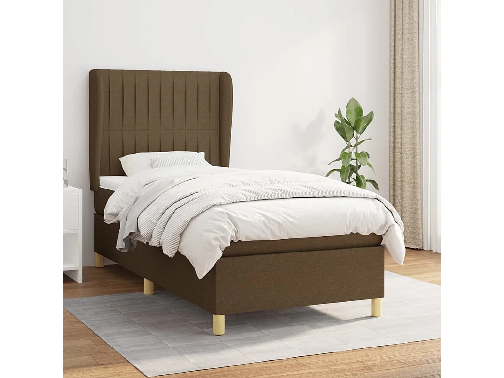 Boxspringbett mit Matratze,Bett für Schlafzimmer Dunkelbraun 90x200 cm Stoff -CFW51208