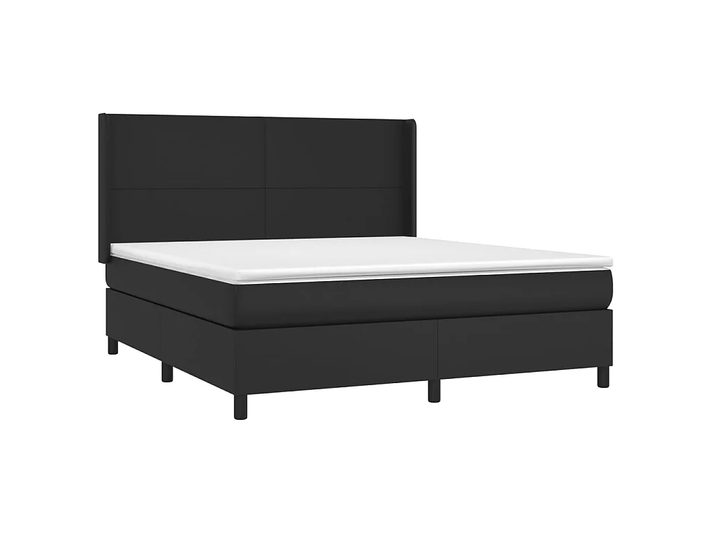 Ensemble complet boxspring - 160x200 cm + sommier à lattes de lit+ matelas LED Noir Similicuir SRGW18452