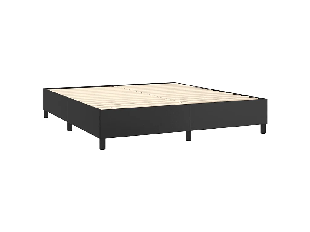 Ensemble complet boxspring - 160x200 cm + sommier à lattes de lit+ matelas LED Noir Similicuir SRGW18452