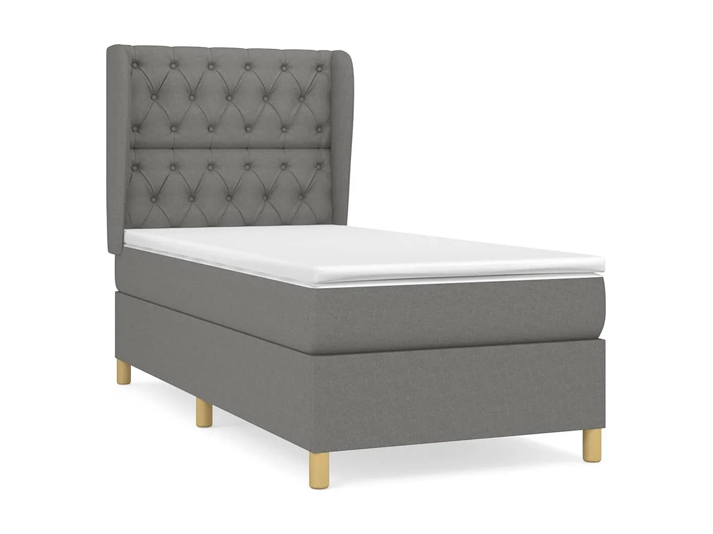 Cama continental com molas+ colchão 80x200 cm tecido cinzento-escuro PT625423