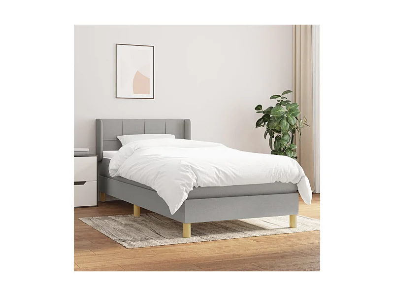 Cama continental com molas+ colchão 100x200 cm tecido cinzento-claro PT781281