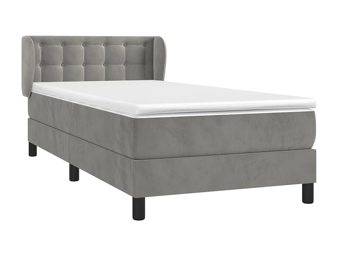 Conjunto Boxspring - 80x200 cm + Somieres + colchón terciopelo gris claro ES36896