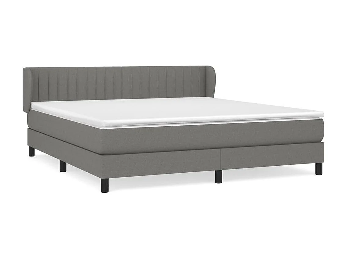 Ensemble complet boxspring - 180x200 cm + sommier tapissier + matelas Gris foncé Tissu SRGW10405