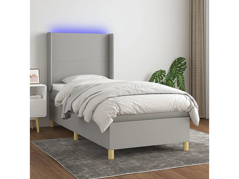 LED-Boxspringbett mit Matratze,Bett für Schlafzimmer Hellgrau 80x200 cm Stoff -CFW54443