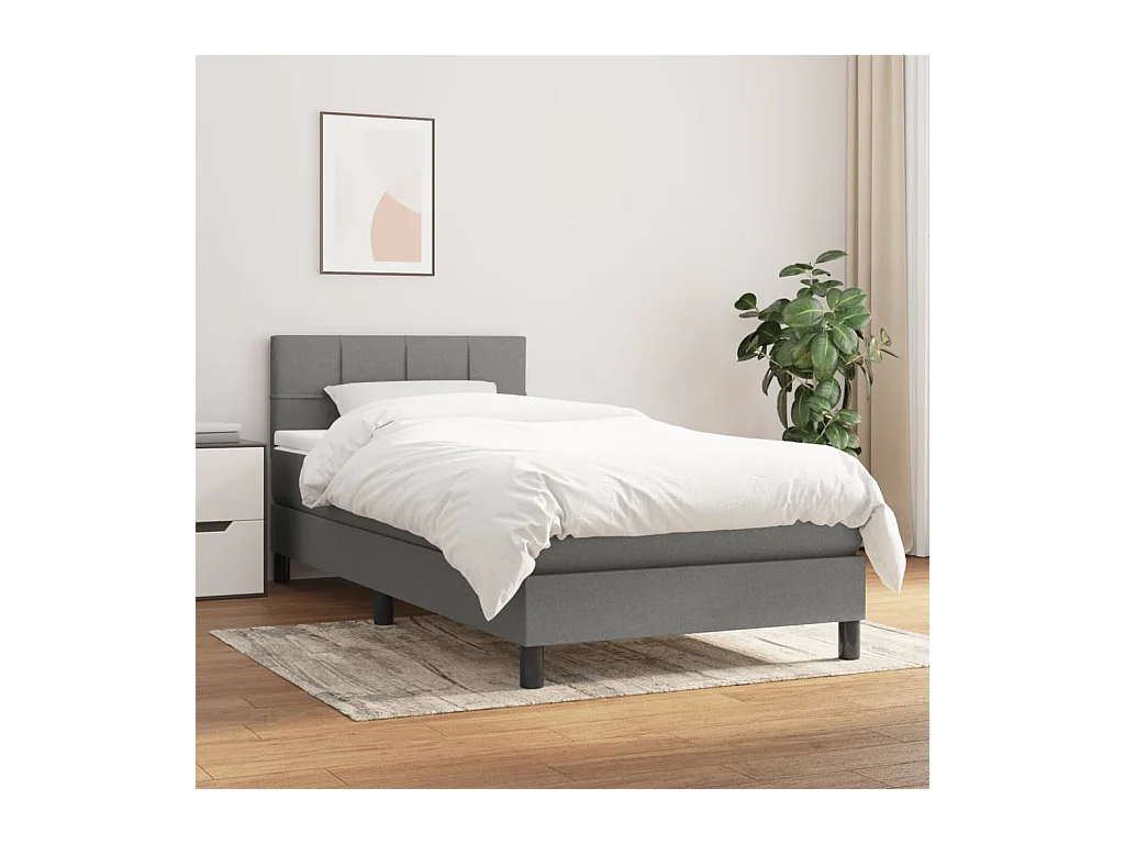 Conjunto Boxspring - 90x190 cm + Somieres + colchón tela gris oscuro ES36433