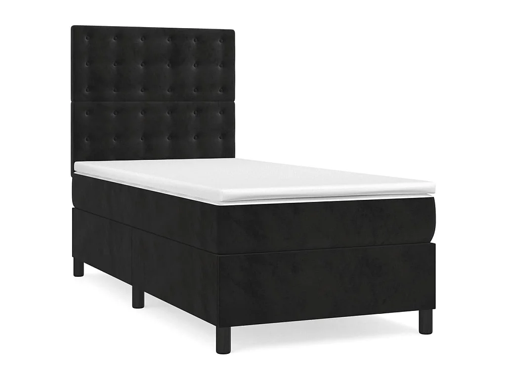 Boxspringbett mit Matratze,Bett für Schlafzimmer Schwarz 100x200 cm Samt -CFW59912