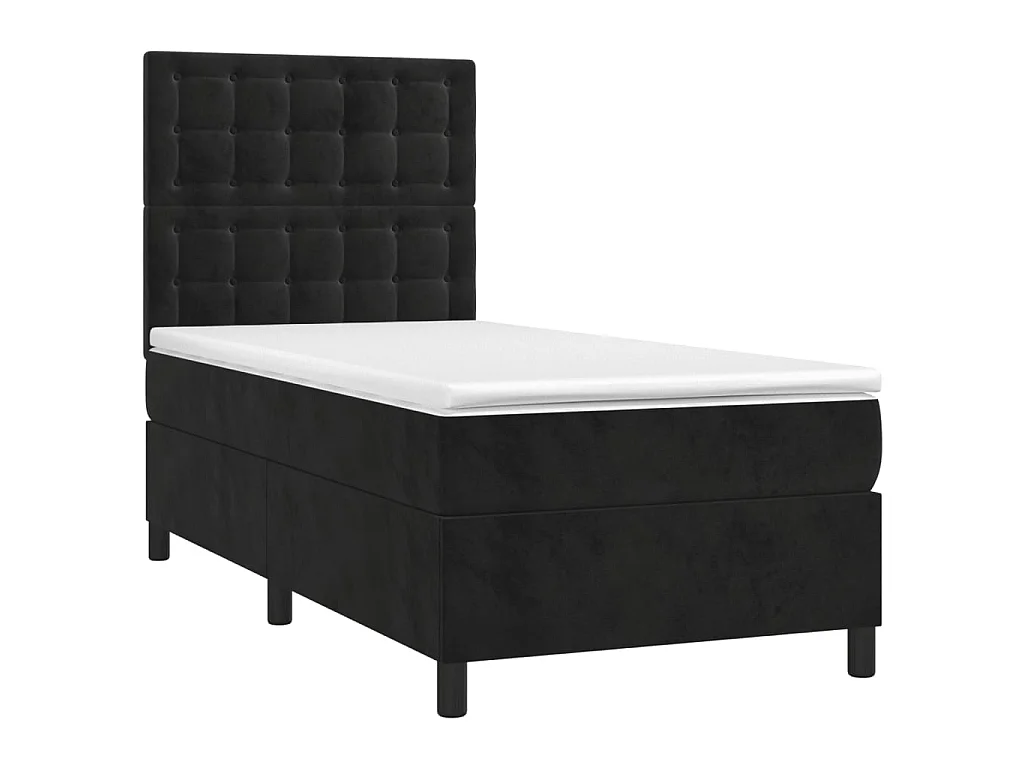 Boxspringbett mit Matratze,Bett für Schlafzimmer Schwarz 100x200 cm Samt -CFW59912