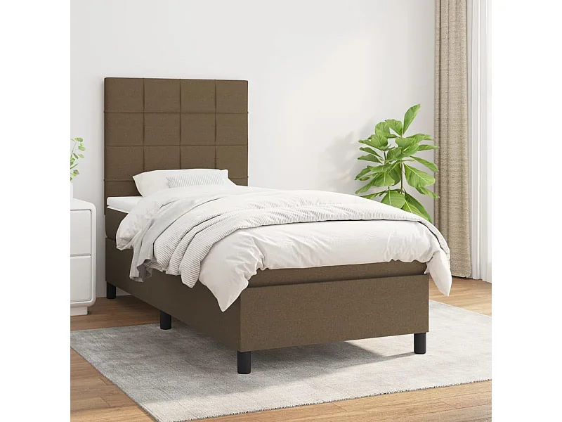 Boxspringbett mit Matratze,Bett für Schlafzimmer Dunkelbraun 90x200 cm Stoff -CFW38242