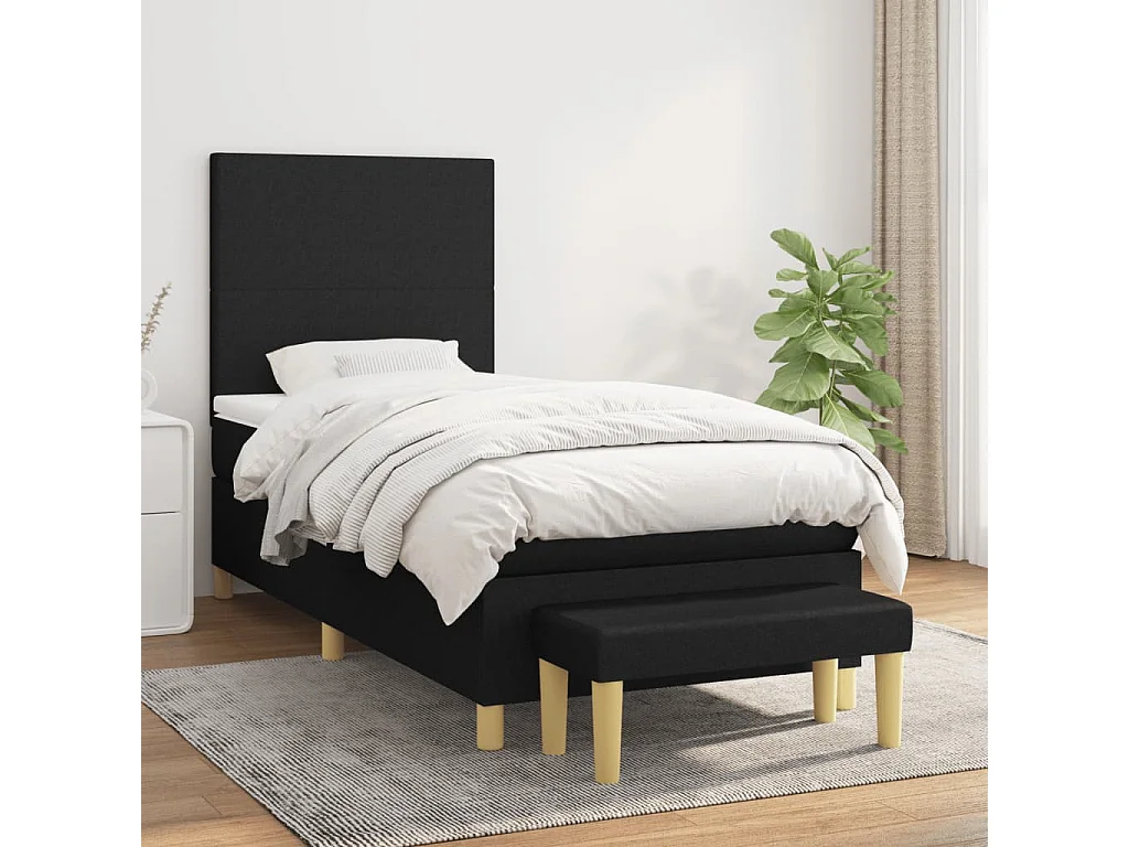 Conjunto Boxspring - 80x200 cm + Somieres + colchón tela negro ES38156