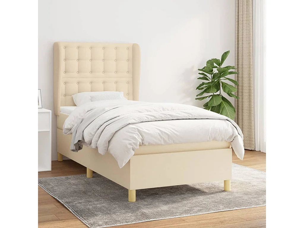 Boxspringbett mit Matratze,Bett für Schlafzimmer Creme 100x200 cm Stoff -CFW96072