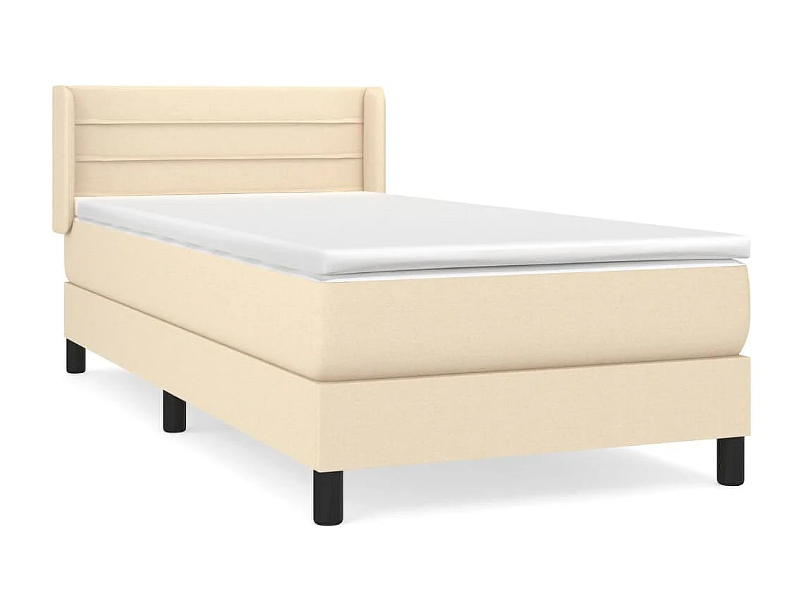 Conjunto Boxspring - 90x200 cm + Somieres + colchón tela color crema ES39808