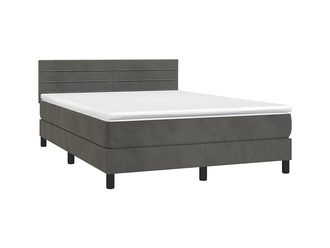 Ensemble complet boxspring - 140x190 cm + sommier à lattes de lit + matelas LED Gris foncé SRGW54992