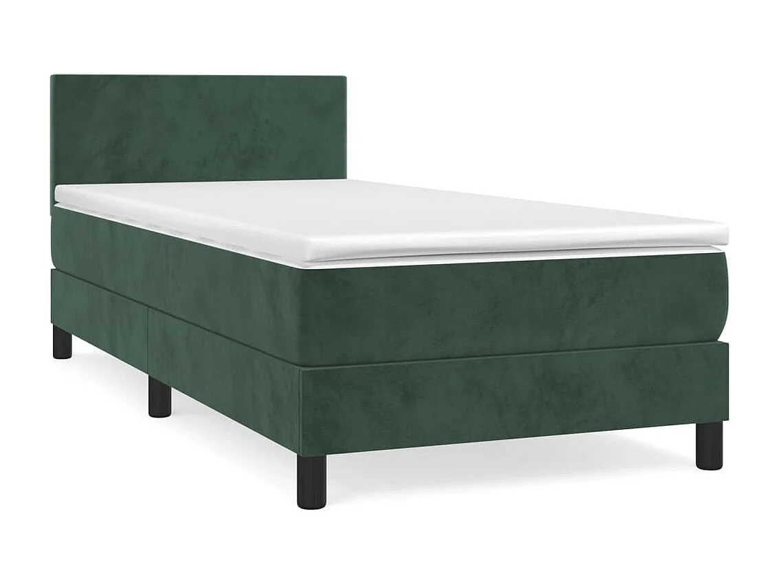 Ensemble complet boxspring - 90x200 cm + sommier tapissier + matelas Vert foncé SRGW99873