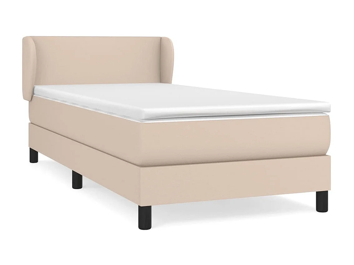 Conjunto Boxspring - 100x200 cm + Somieres + colchón cuero sintético capuchino ES41786