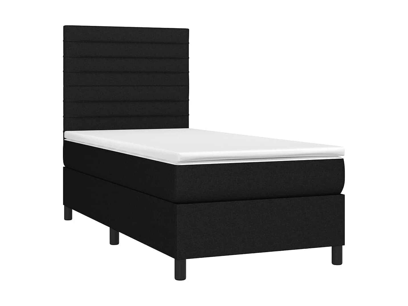 LED-Boxspringbett mit Matratze,Bett für Schlafzimmer Schwarz 90x200 cm Stoff -CFW43148