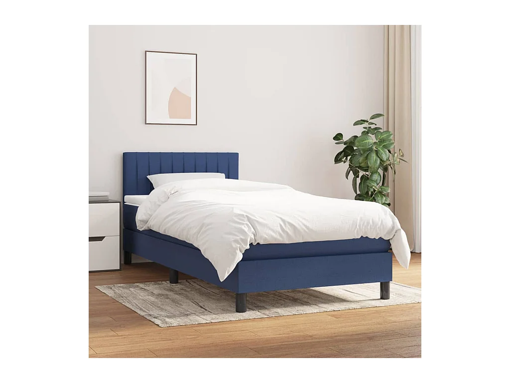 Ensemble complet boxspring - 80x200 cm + sommier tapissier + matelas Bleu Tissu SRGW18114