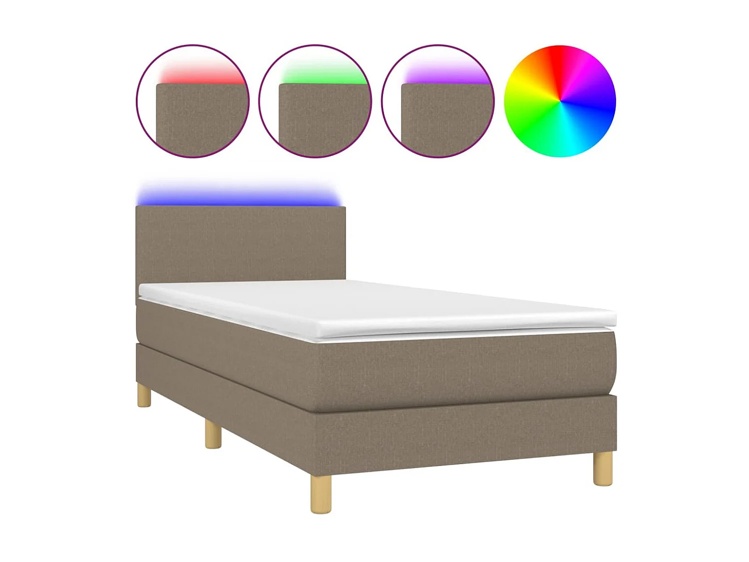 LED-Boxspringbett mit Matratze,Bett für Schlafzimmer Taupe 100x200 cm Stoff -CFW22364