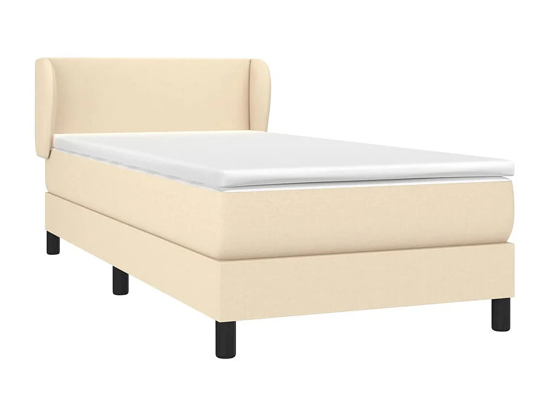 Conjunto Boxspring - 90x200 cm + Somieres + colchón tela color crema ES40404