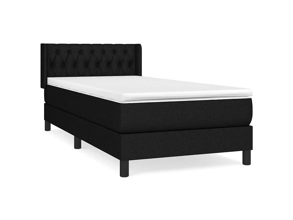 Conjunto Boxspring - 90x200 cm + Somieres + colchón tela negro ES40708