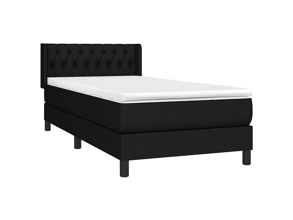 Conjunto Boxspring - 90x200 cm + Somieres + colchón tela negro ES40708