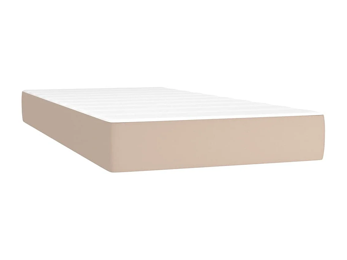 Conjunto Boxspring - 90x200 cm + Somieres + colchón cuero sintético capuchino ES41789