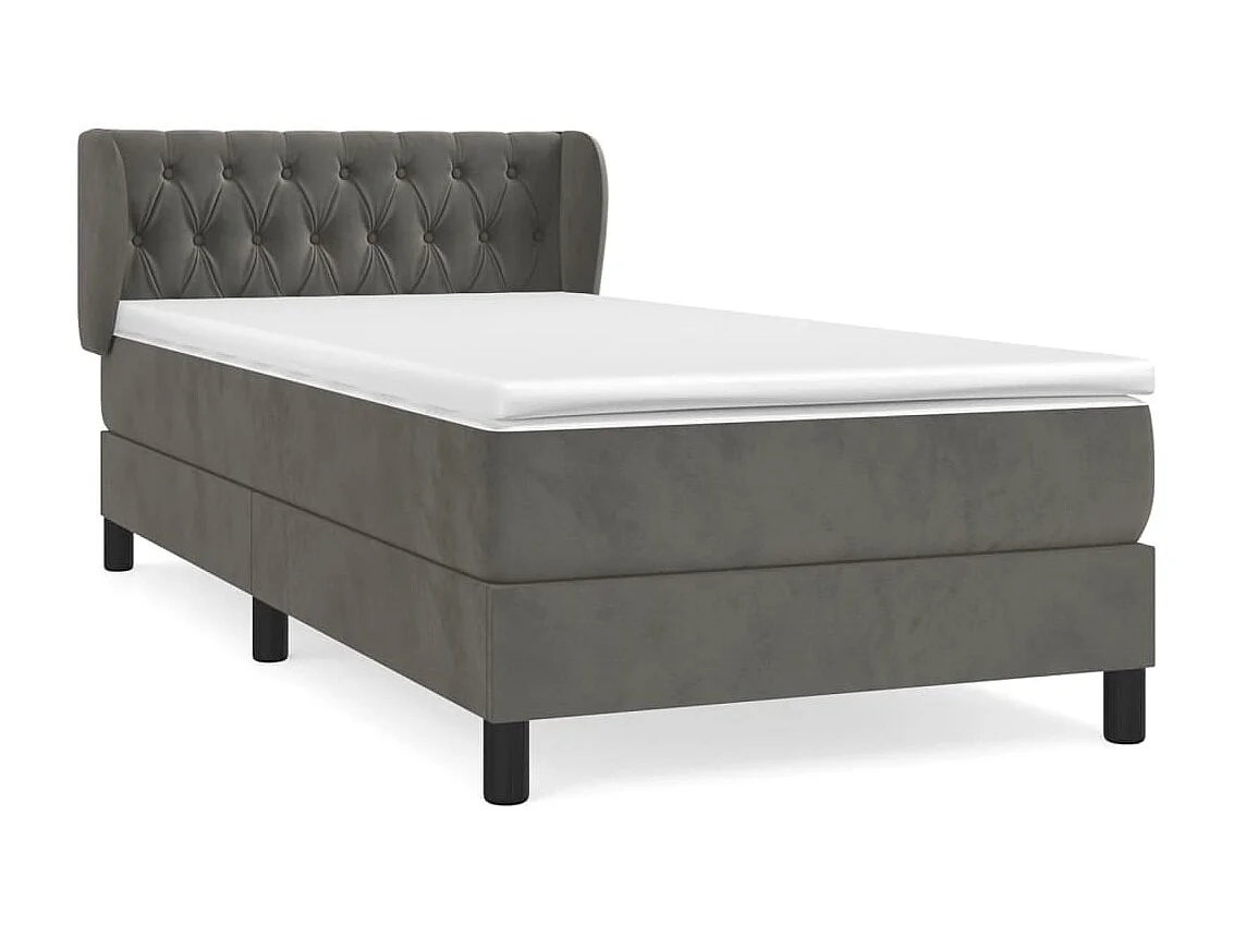 Boxspringbett mit Matratze,Bett für Schlafzimmer Dunkelgrau 90x190 cm Samt -CFW74407
