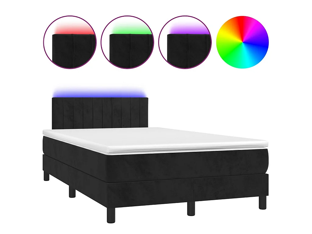LED-Boxspringbett mit Matratze,Bett für Schlafzimmer Schwarz 120x200 cm Samt -CFW87866