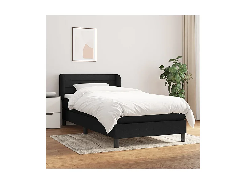 Boxspringbett mit Matratze,Bett für Schlafzimmer Schwarz 90x190 cm Stoff -CFW46402