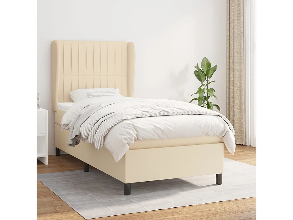 Boxspringbett mit Matratze,Bett für Schlafzimmer Creme 100x200 cm Stoff -CFW52125