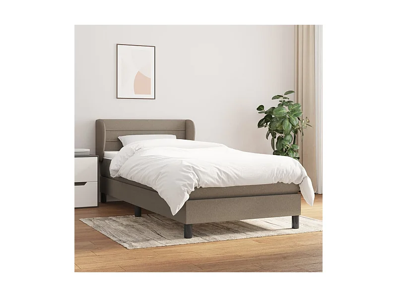 Cama continental com molas+ colchão 100x200 cm tecido cinza-acastanhado PT535720