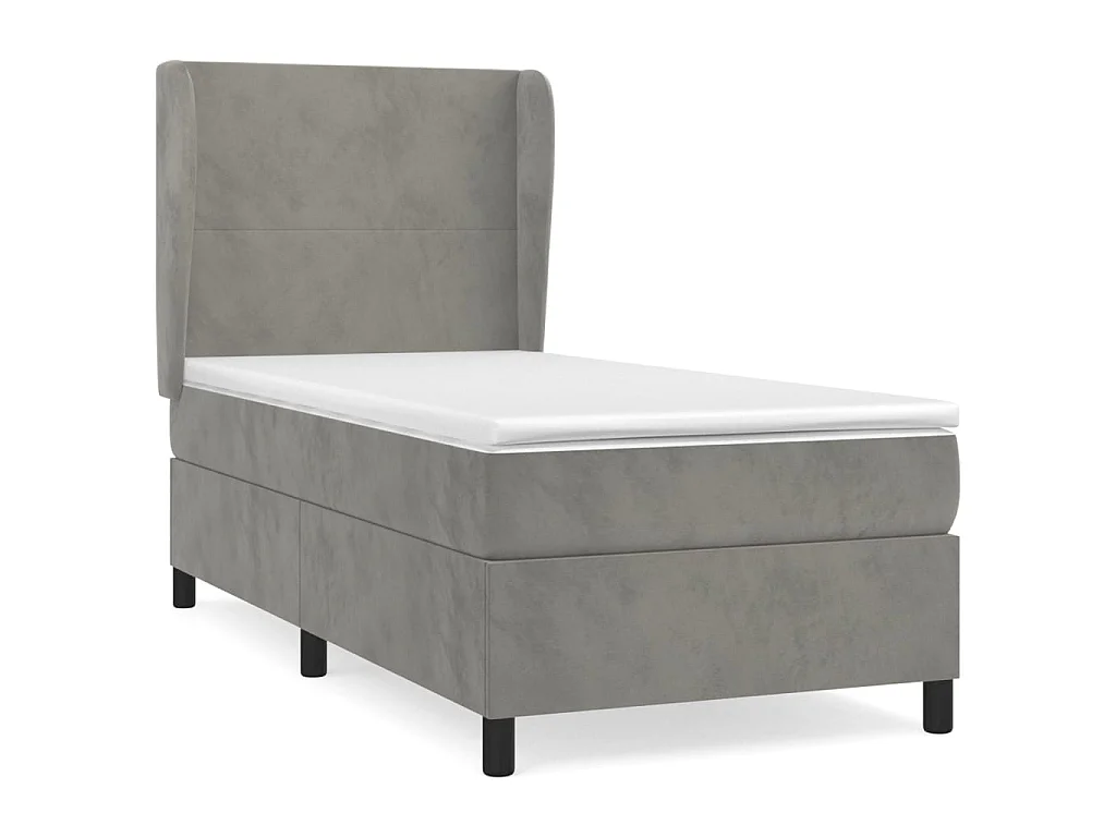 Conjunto Boxspring - 90x190 cm + Somieres + colchón terciopelo gris claro ES35749