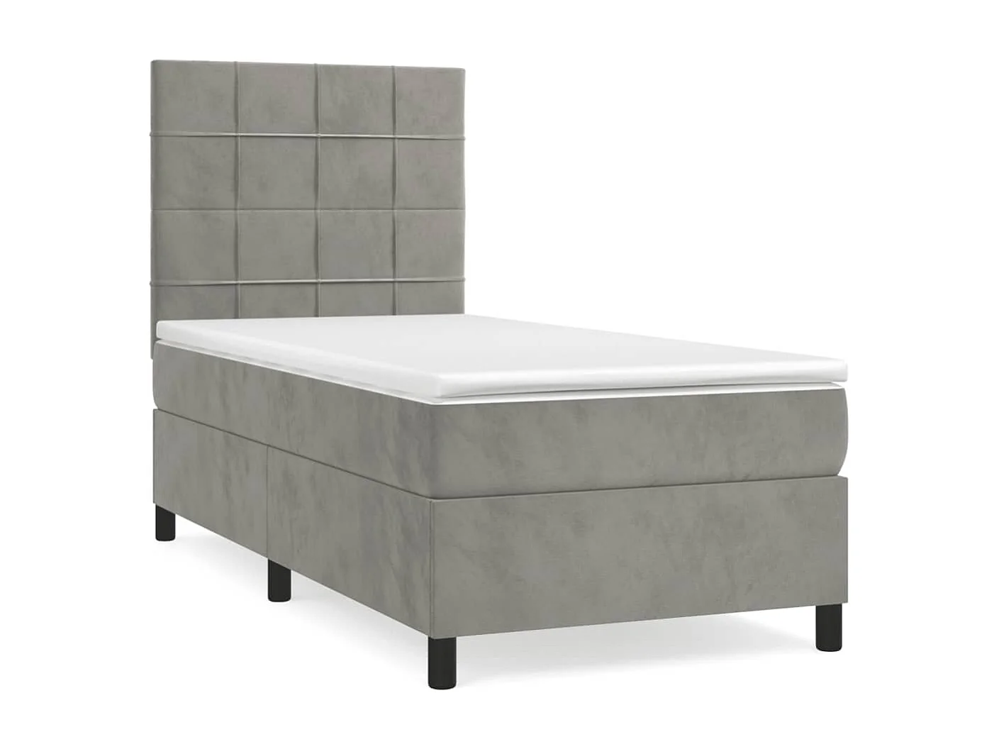 Conjunto Boxspring - 90x200 cm + Somieres + colchón terciopelo gris claro ES35407