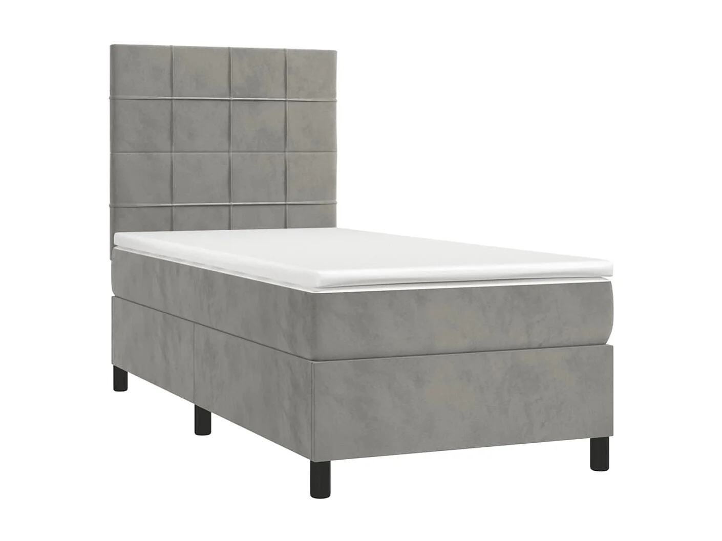 Conjunto Boxspring - 90x200 cm + Somieres + colchón terciopelo gris claro ES35407