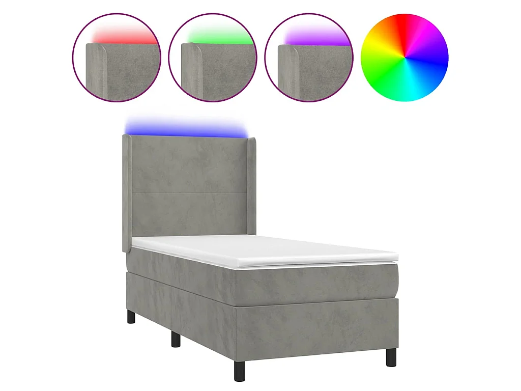 LED-Boxspringbett mit Matratze,Bett für Schlafzimmer Hellgrau 80x200 cm Samt -CFW65041