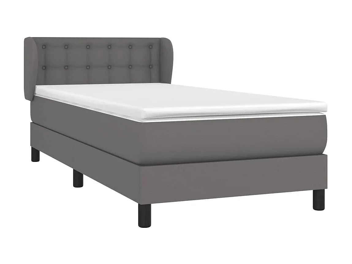 Conjunto Boxspring - 90x190 cm + Somieres + colchón cuero sintético gris ES38466