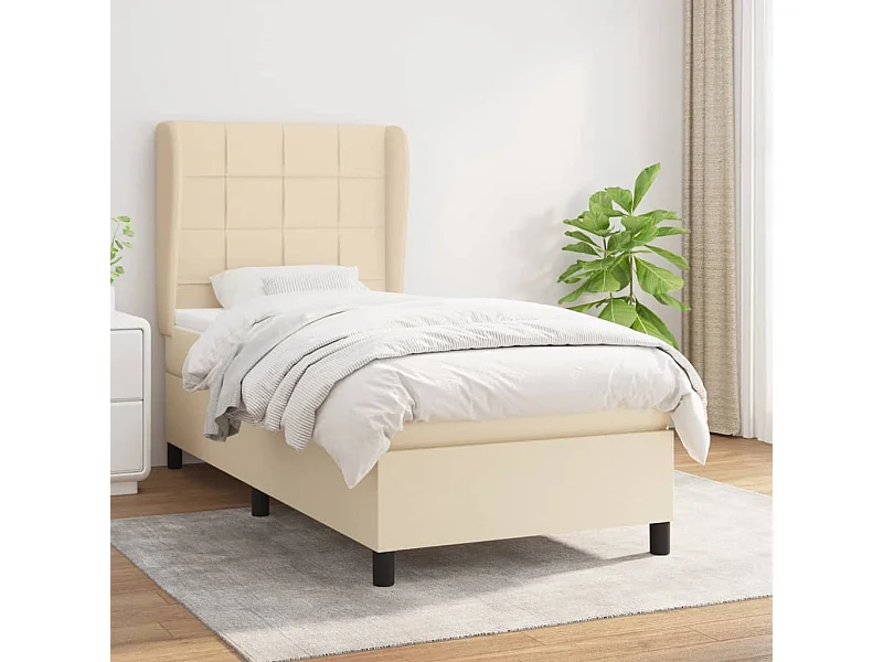 Boxspringbett mit Matratze,Bett für Schlafzimmer Creme 100x200 cm Stoff -CFW89649