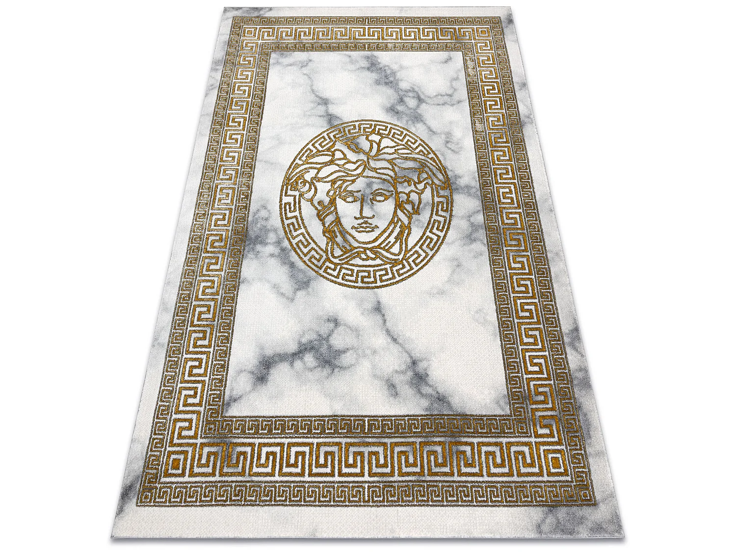 Tappeto EMERALD esclusivo 1011 glamour, medusa greco telaio crema / or 200x290 cm
