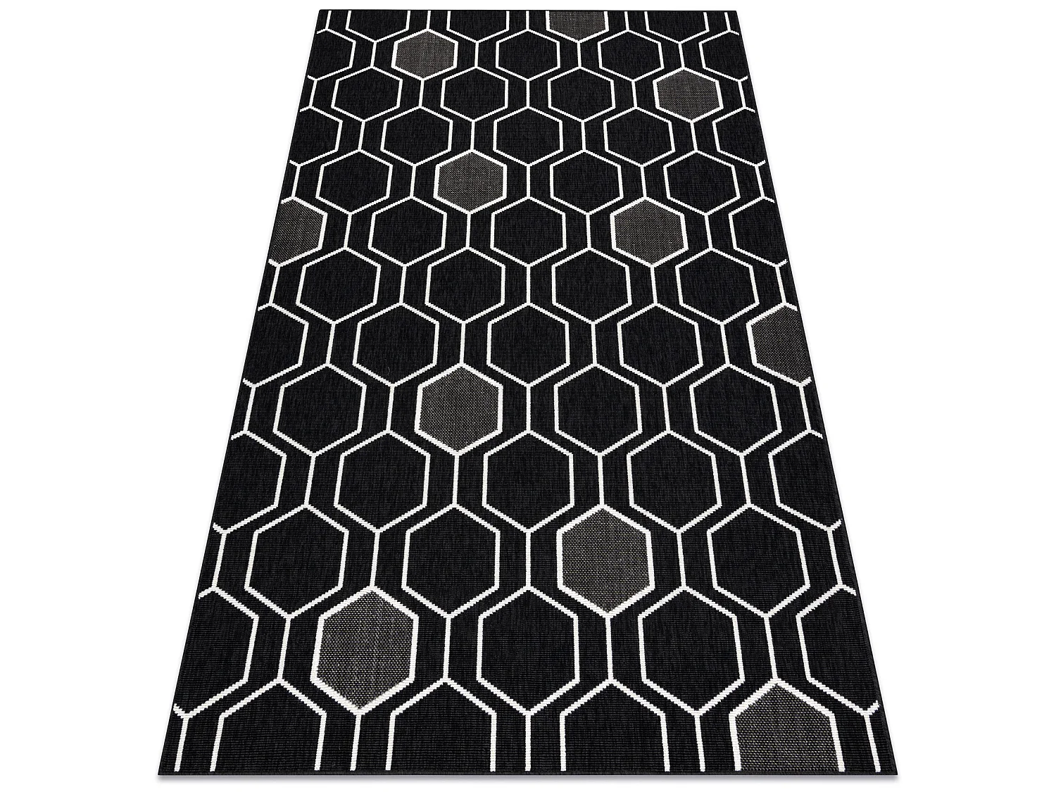 Tapis SPRING 20404993 Hexagone, à cordes, à boucles - noir 140x200 cm