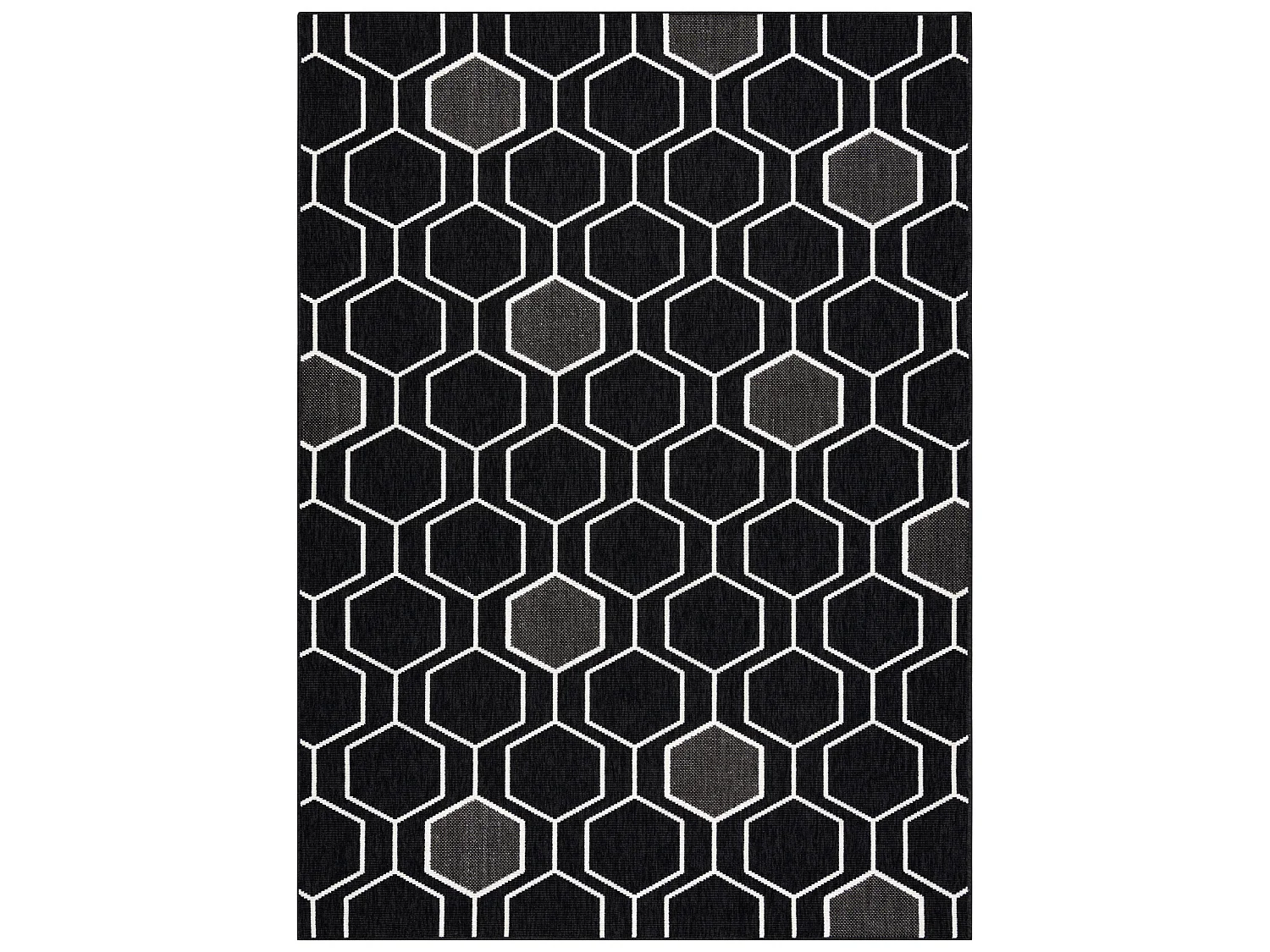 Tapis SPRING 20404993 Hexagone, à cordes, à boucles - noir 140x200 cm
