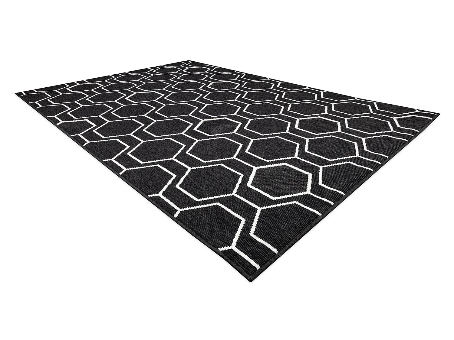 Tapis SPRING 20404993 Hexagone, à cordes, à boucles - noir 140x200 cm