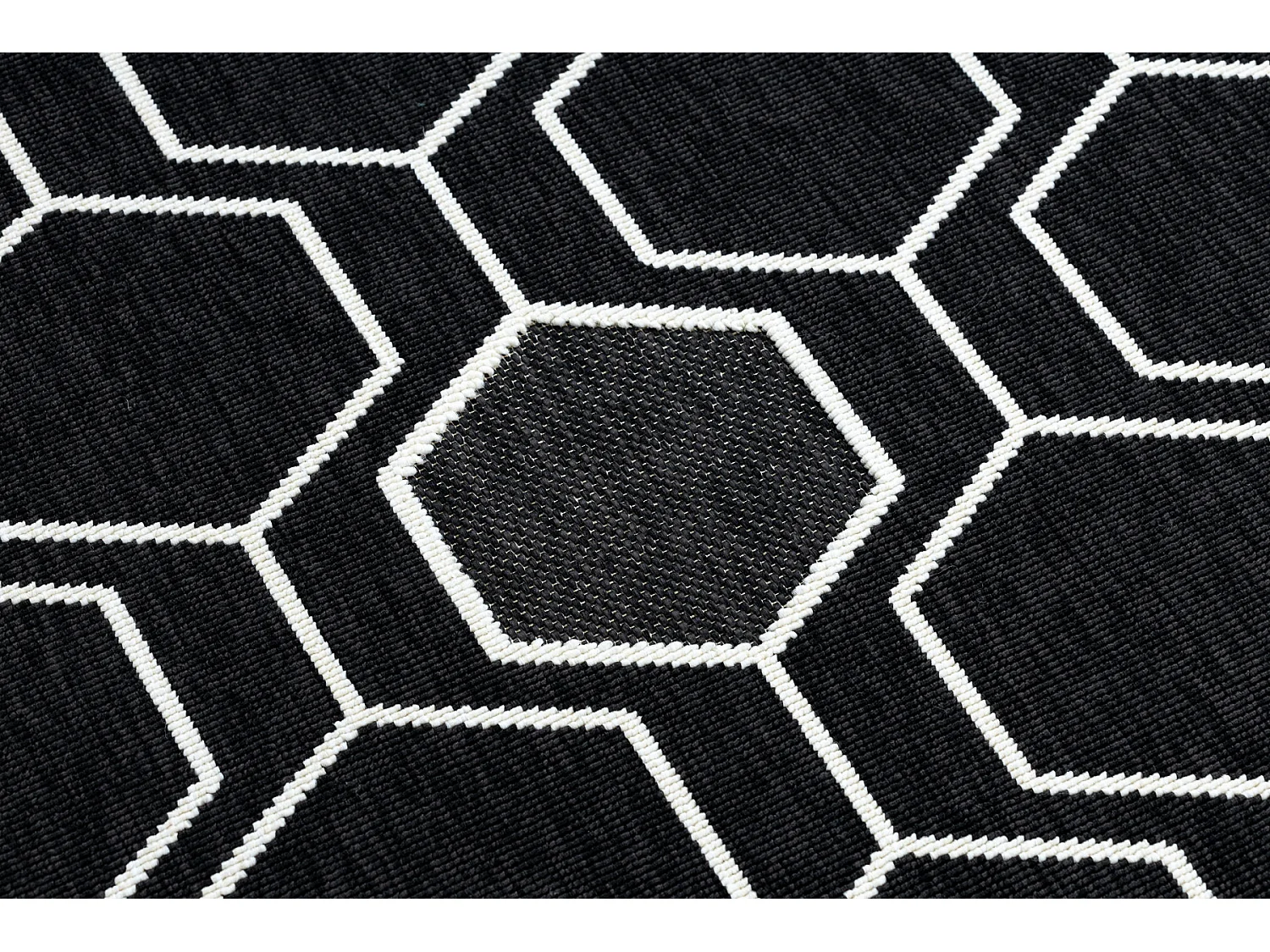 Tapis SPRING 20404993 Hexagone, à cordes, à boucles - noir 140x200 cm